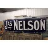 A large vintage Enamel Sign ' Jas Nelson and Son ' possibly GWR related .