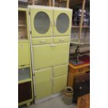 Retro Mid 20th century Yellow Painted Kitchen Cupboard / Cabinet