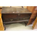 18th century Oak Mule Chest with Two Drawers below raised on a stand with cabriole legs