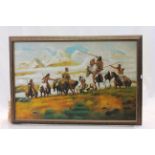 Framed Oil on canvas of Native Americans