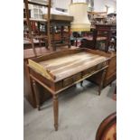 Hardwood Side Table with Galleried Back and Two Drawers