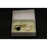 Gents 9ct Gold Signet ring, a 9ct Gold pendant/ locket on chain and a silver ring