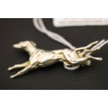 White Metal Greyhound Dog Brooch marked Silver