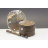 Vintage Devonshire clotted cream tin , Barker Ellis silverplate serving tray and Vintage