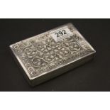 Middle Eastern Silver cigarette box with maker marks T.U to base