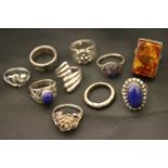 Collection of 10 sterling silver rings