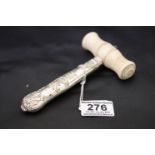 Bone Gavel with White Metal Handle