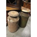 Pair of Vintage Metal Milk Churns ' United Dairies ' and ' Dried Milk Products '