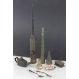 Group of vintage Railway items to include a GWR paperweight and cutlery, warning horn and enamel "