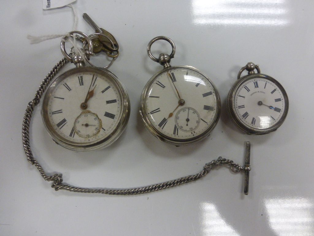 Three silver cased pocket watches