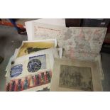 Folio of vintage artwork, prints etc