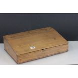 Late 19th / Early 20th century Pine Writing Box with Hinged Sloping Lid