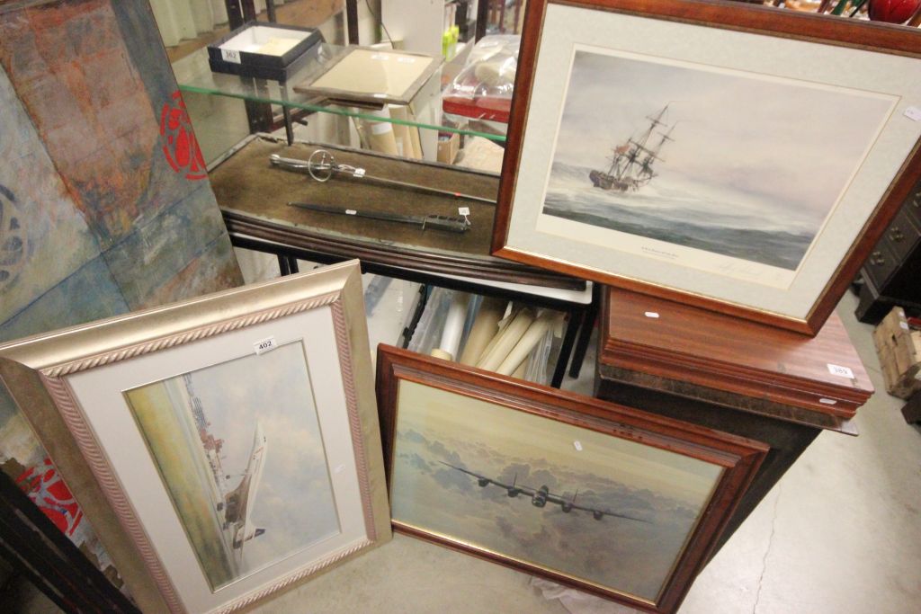 Three framed & glazed prints to include one of Concorde by Terry Harrison
