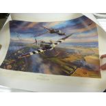 Aviation print - Presentation copy Nicholas Trudgian Victory Over Gold with pilot signatures in