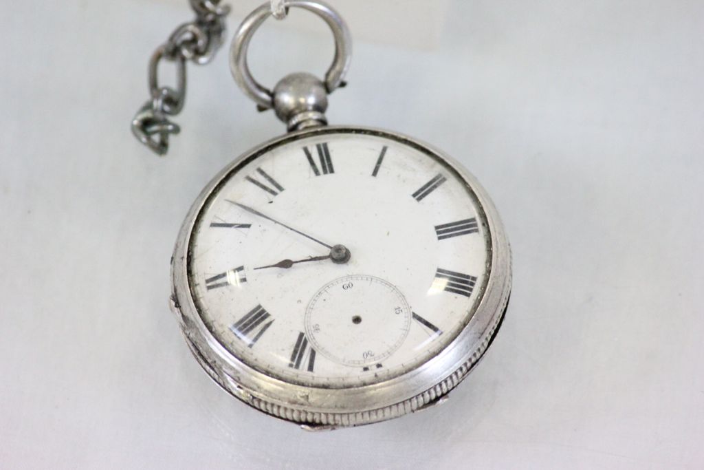 Victorian Silver Cased Pocket Watch with a chain - Image 2 of 3