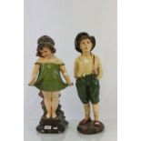 Pair of early 20th Century painted plaster Fireside figures