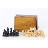 Italian Olive Wood Box with Wooden Chess Pieces