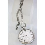 Victorian Silver Cased Pocket Watch with a chain