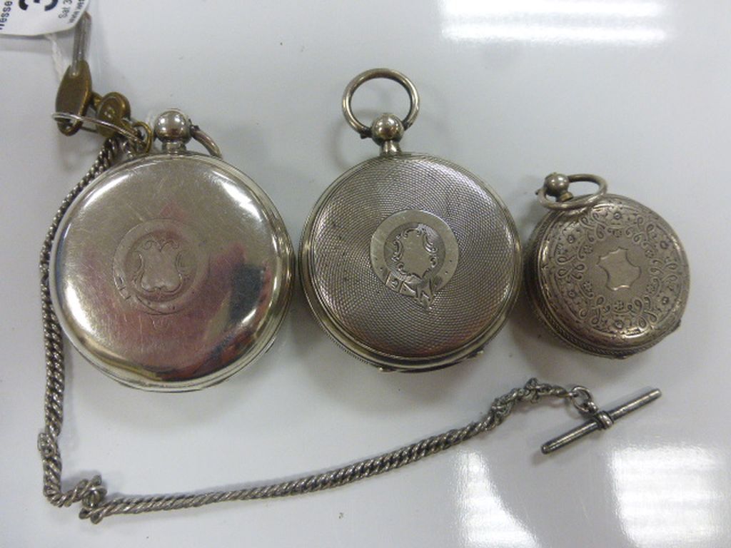 Three silver cased pocket watches - Image 3 of 6