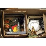 Box of mixed collectables to include an "Old Charley" Royal Doulton Toby jug and other glass &