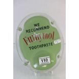 An advertising soap dish 'We Recommend Euthymol Toothpaste'