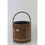 Copper bound Oak Coal bucket with liner