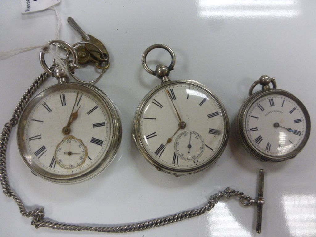 Three silver cased pocket watches - Image 2 of 6