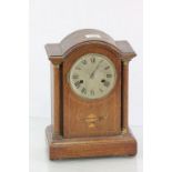 Edwardian Oak Inlaid Mantle Clock