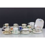 Twelve early 20th century china coffee cups and saucers