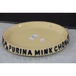 Vintage glazed pottery Purina Mink Chow dish, fully marked to base