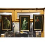 Three framed Oil on canvas pictures of historical figures