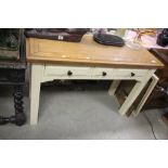 Contemporary Hall / Side Table with Oak Top and Three Drawers