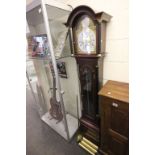 Tempus Fugit Mahogany Effect Small Longcase Clock with Brass and Silvered Face