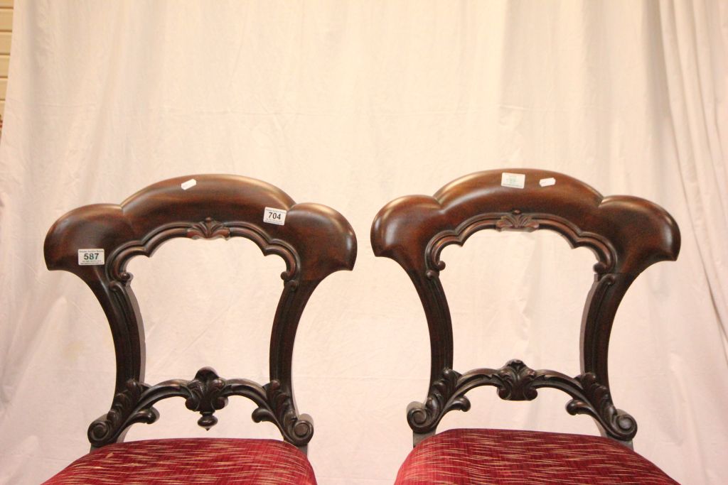 Pair of Victorian Mahogany Dining Chairs with Shaped Backs, Stuffed Over Seats and Cabriole Legs - Image 2 of 2