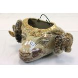 Unusual Rams head ceramic wall pocket