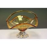 Murano glass fruit bowl with a white metal base in a Grapes design