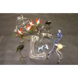 1960's / 70's Glass ornaments in the form of birds and animals, a penny farther etc including