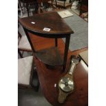 Small Oak Cased Barometer together with a Small Mahogany Corner Table