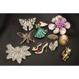 Selection of Costume Jewellery Brooches
