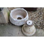 Reconstituted Stone Garden Planter on Plinth Base with Fleur De Lys design