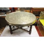 Eastern Folding Coffee Table with Brass Tray Circular Top