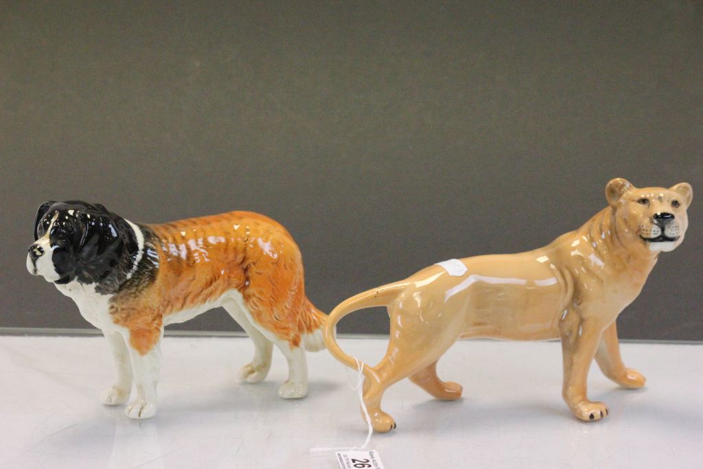 Beswick model of a Lioness and a Saint Bernard dog Corna Garth Stroller