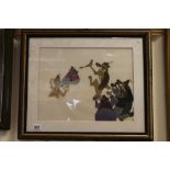 Framed and glazed film cell for a childrens cartoon featuring a bulldog and hounds