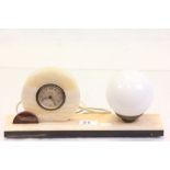 Vintage French Art Deco marble clock and lamp
