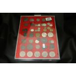 A collection of British and foreign coins in Linder display case, to include Victorian silver,