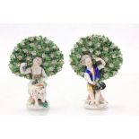 Pair of 19th Century Continental figures of a boy & girl eating Grapes