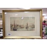 Framed & glazed Harbour scene Watercolour signed A F M Parsons