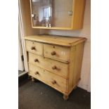 19th century Pine Chest of Two Short over Two Long Drawers raised on double ball feet