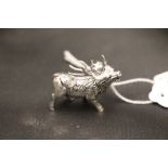 A cast silver figure of a stag