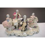 Ceramic diorama of 19th century Musicians with lace effect dresses and ruffs